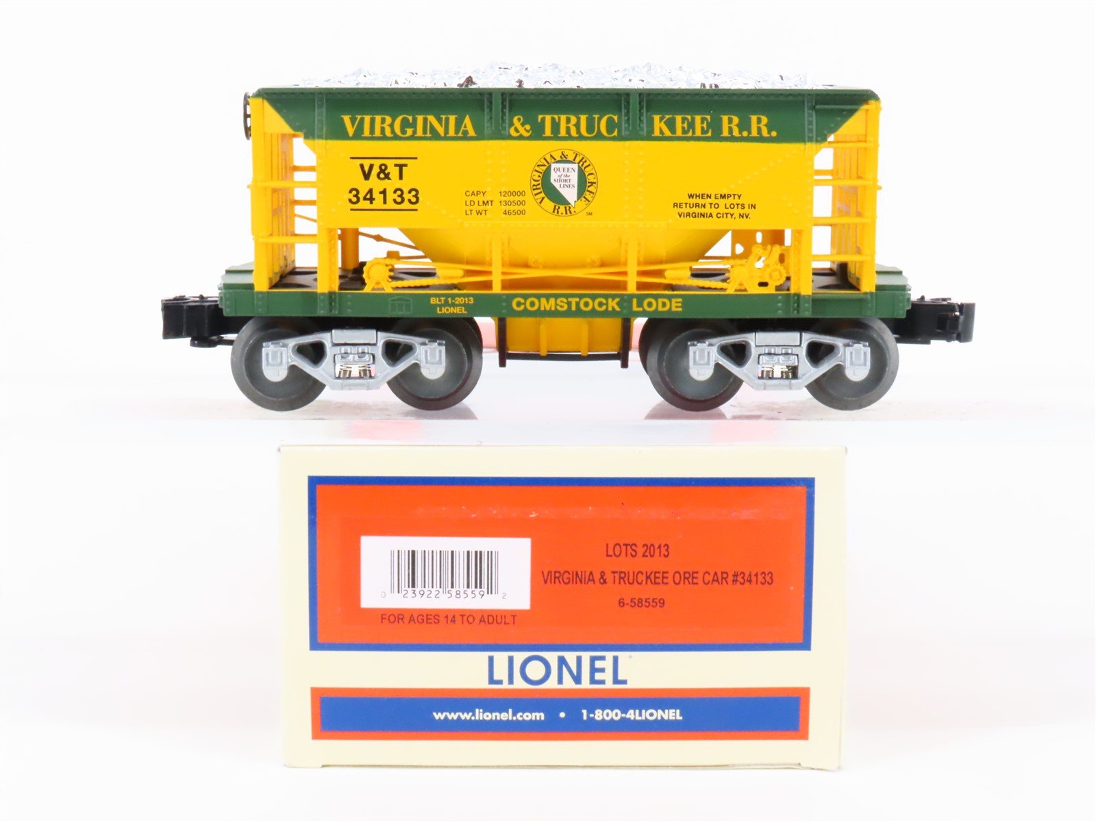 O Gauge 3-Rail Lionel 6-58559 LOTS 2013 V&T Virginia & Truckee Ore Car #34133
