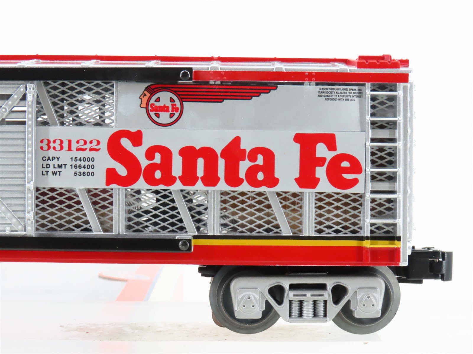 O Gauge 3-Rail Lionel 6-58535 LOTS 2012 ATSF Transparent Boxcar #33122 w/ Light