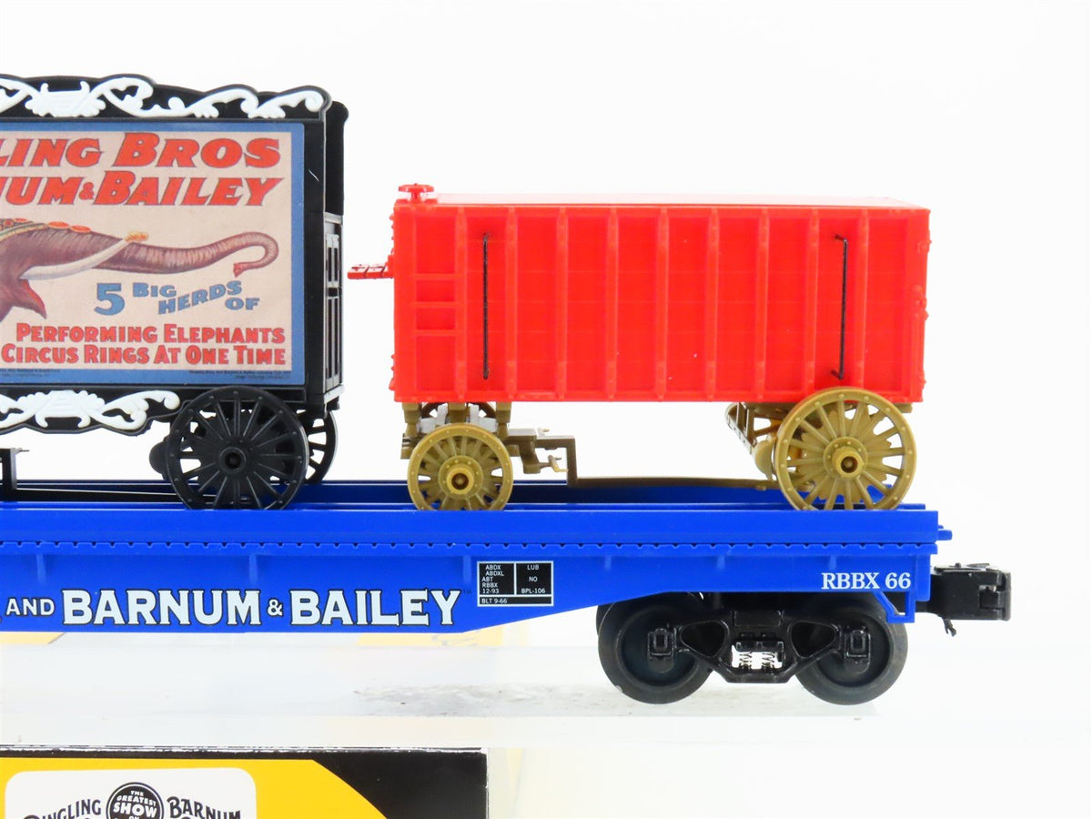 O Gauge 3-Rail K-Line 6-22656 RBBX Ringling Bros Flat Car #66 w/ 3 Circus Wagons