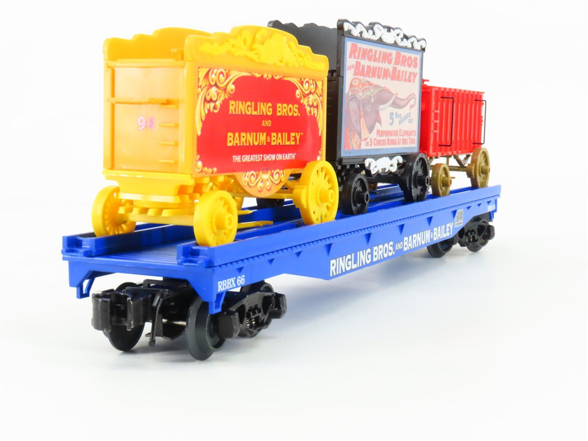 O Gauge 3-Rail K-Line 6-22656 RBBX Ringling Bros Flat Car #66 w/ 3 Circus Wagons