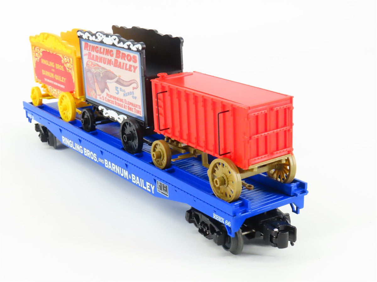 O Gauge 3-Rail K-Line 6-22656 RBBX Ringling Bros Flat Car #66 w/ 3 Circus Wagons