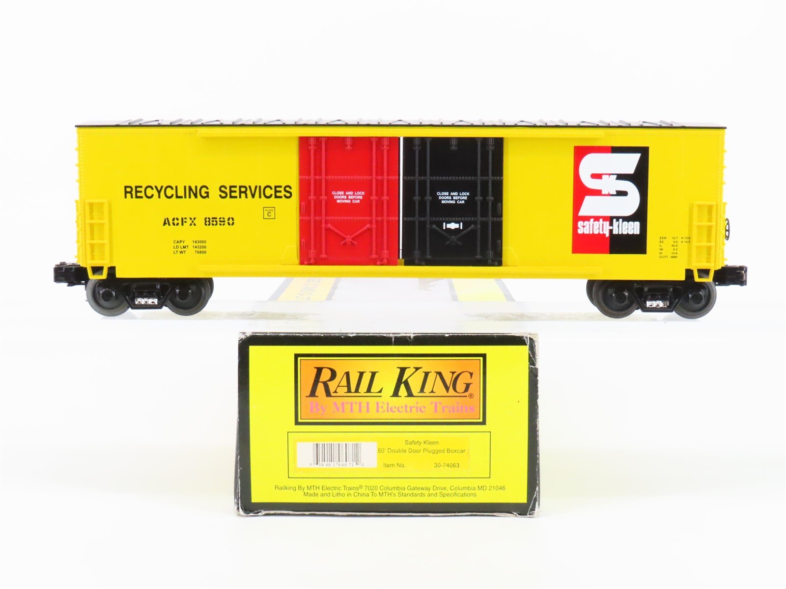 O Gauge 3-Rail MTH Rail King 30-74063 ACFX Safety Kleen 50' Box Car #8590