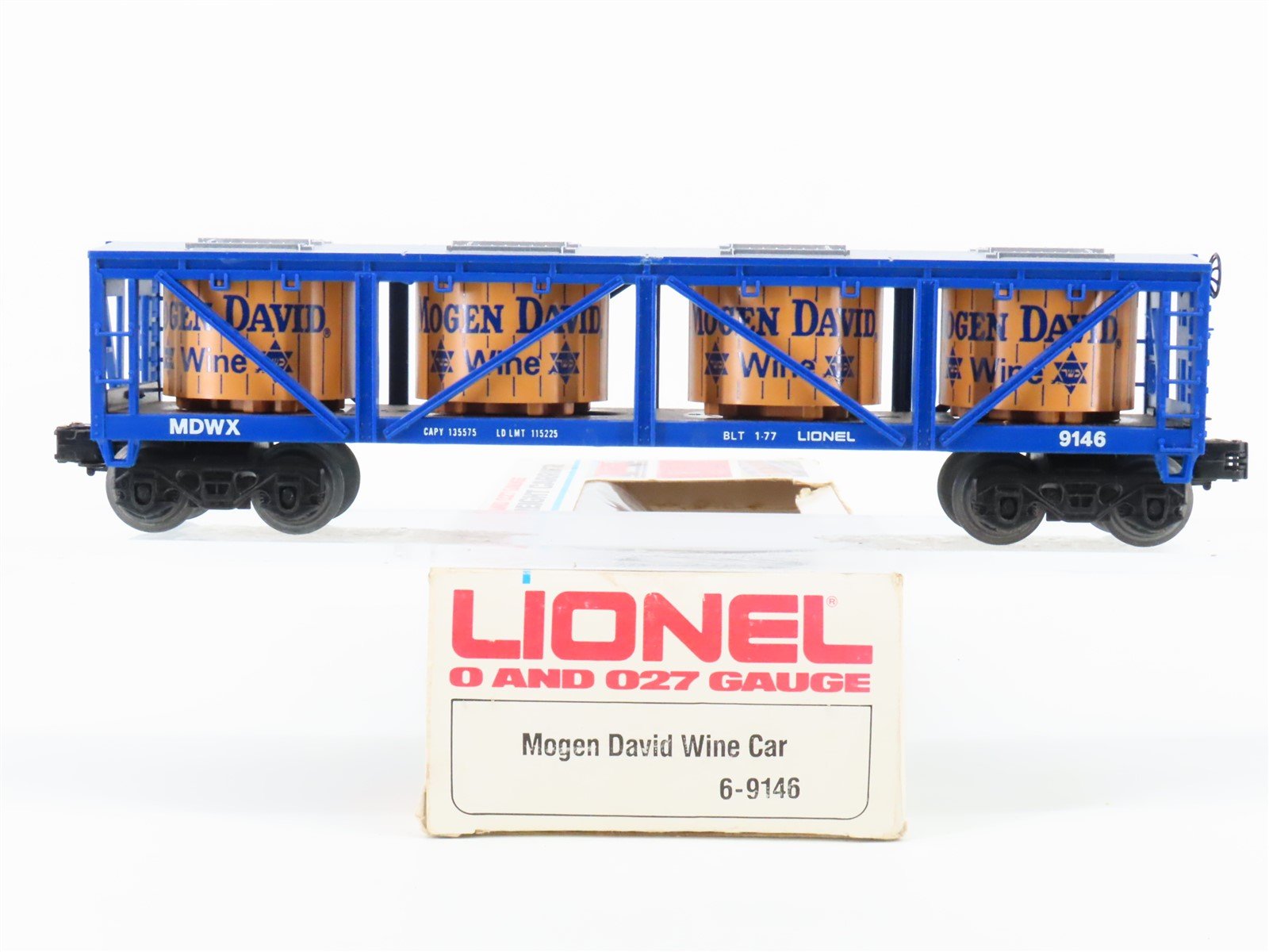 O Gauge 3-Rail Lionel 6-9146 MDWX Mogen David Wine Car #9146