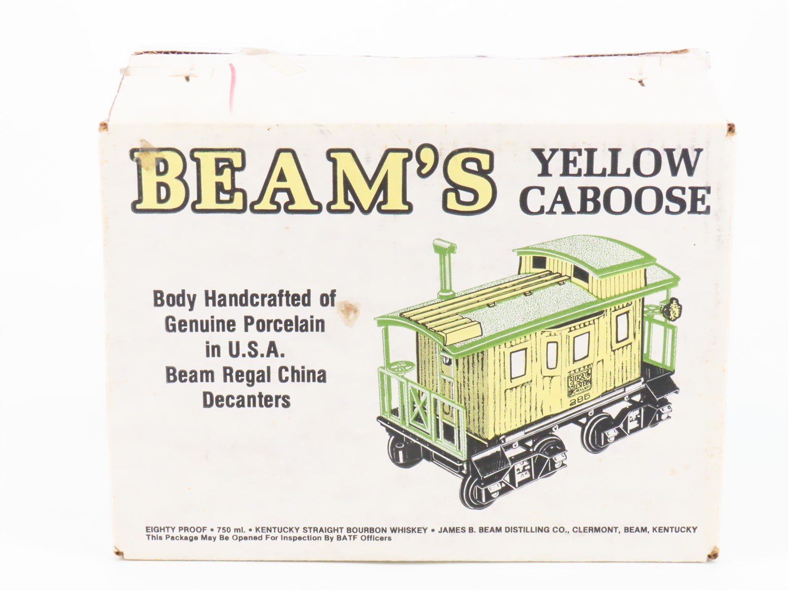 Jim Beam Jersey Western Yellow Caboose #285 Empty Whiskey Decanter