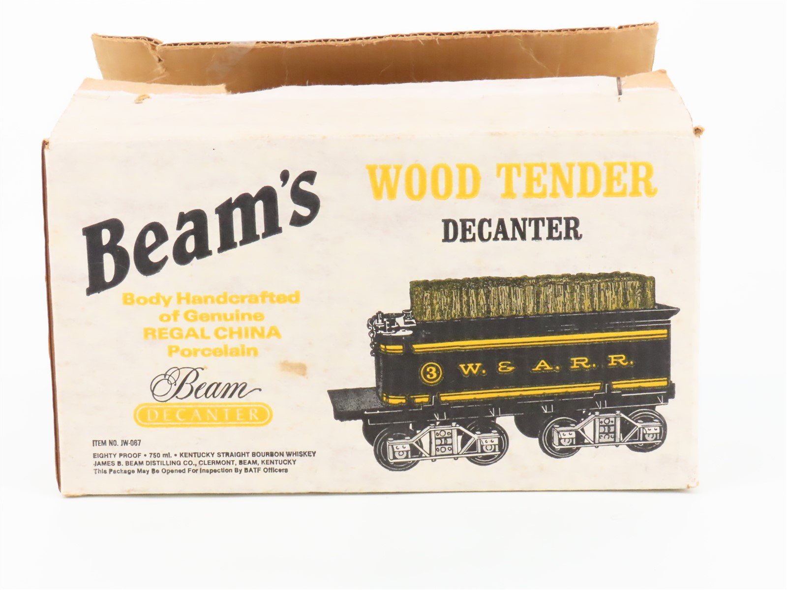 Jim Beam #JW-067 W&A Western and Atlantic Wood Tender #3 Empty Whiskey Decanter