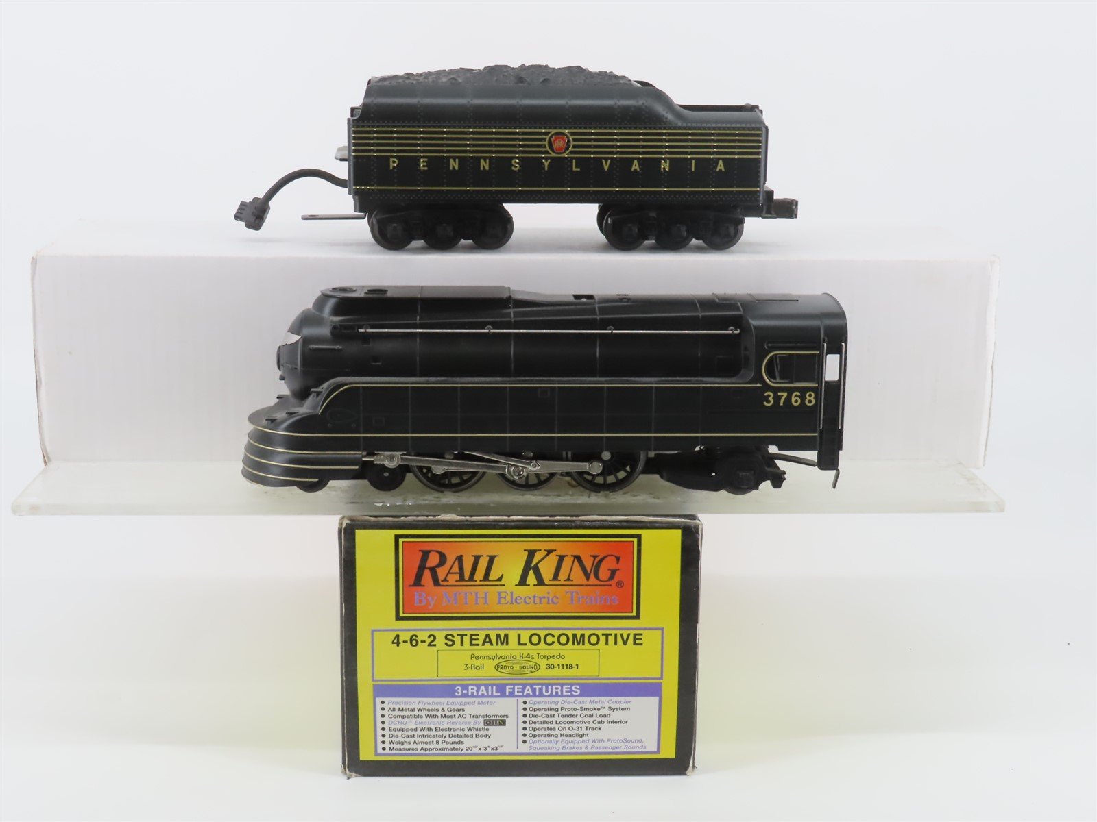 O Gauge 3-Rail MTH 30-1118-1 PRR Pennsylvania K4 Torpedo Steam Locomotive #3768