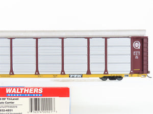 HO Scale Walthers 932-4851 ASTF ETTX Santa Fe 89' Tri-Level Auto Carrier #852018