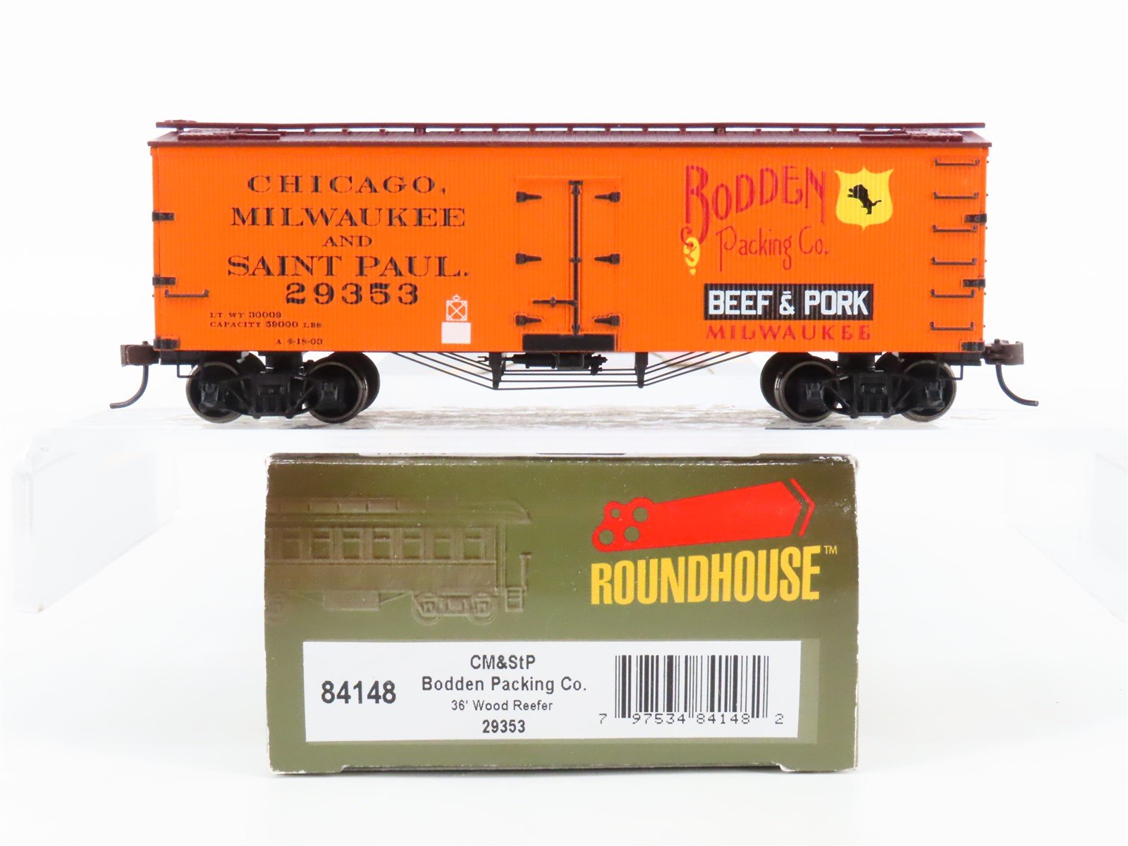 HO Scale Roundhouse 84148 CM&StP Bodden Packing 36' Wood Reefer #29353