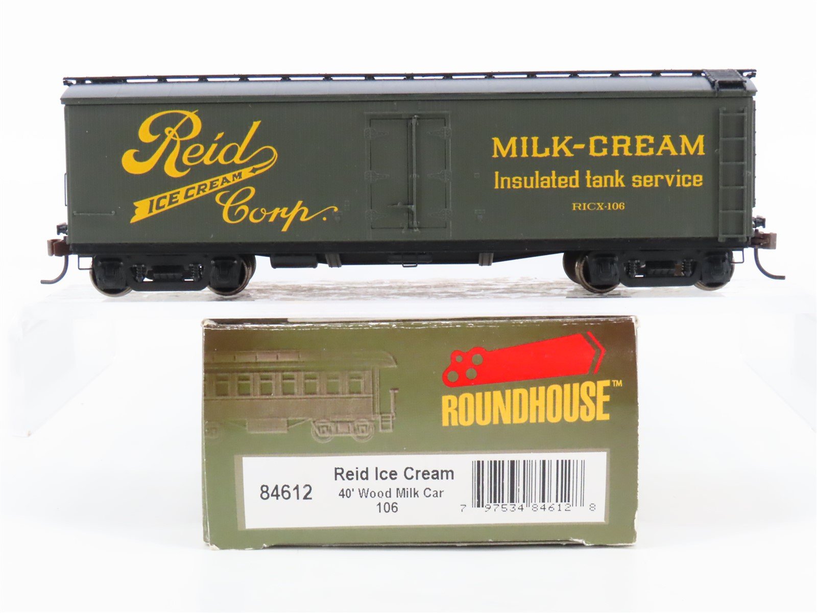 HO Scale Roundhouse 84612 RICX Reid Ice Cream 40' Wood Milk Car #106