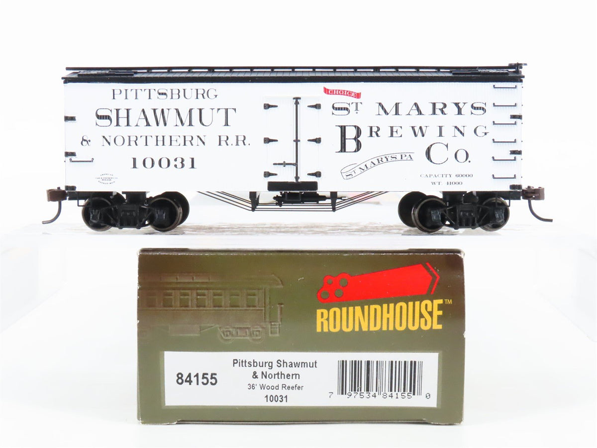 HO Roundhouse 84155 PS&amp;NRR Pittsburgh Shawmut &amp; Northern 36&#39; Wood Reefer #10031