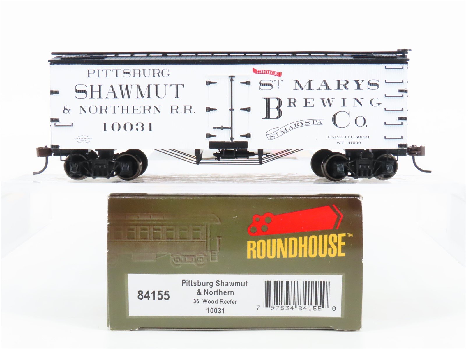 HO Roundhouse 84155 PS&NRR Pittsburgh Shawmut & Northern 36' Wood Reefer #10031