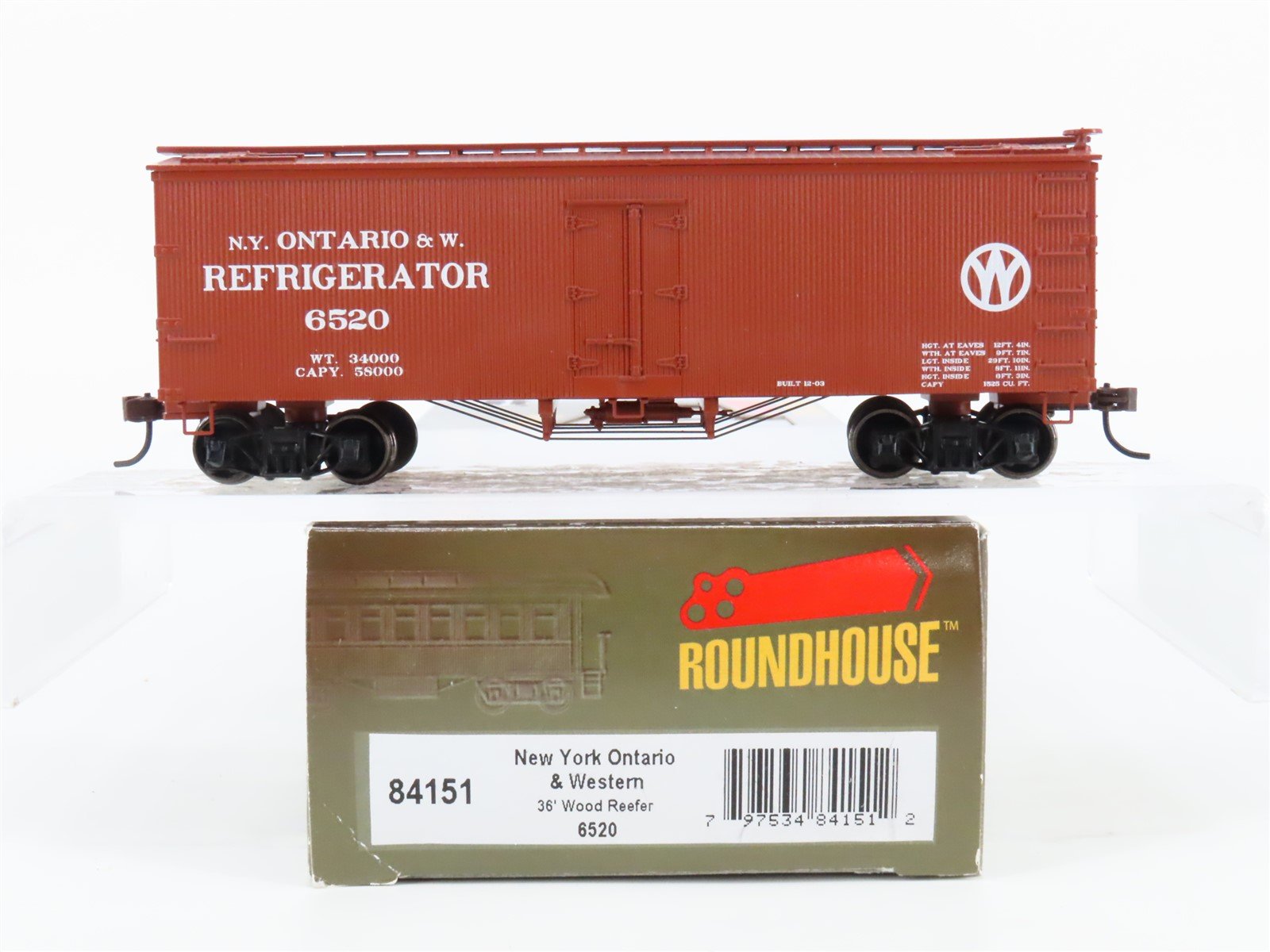 HO Scale Roundhouse 84151 NYO&W New York Ontario & Western 36' Reefer #6520