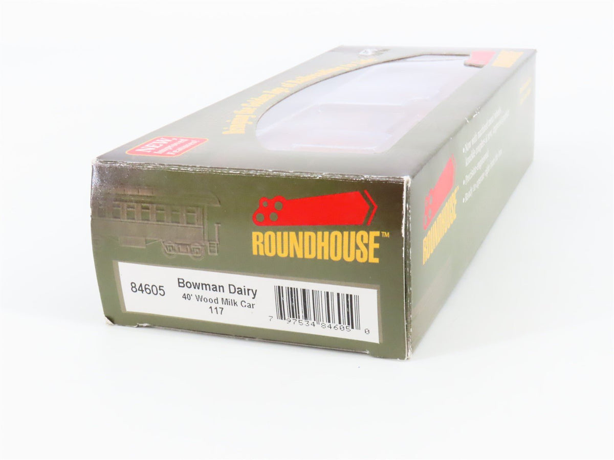 HO Scale Roundhouse 84605 BOWX Bowman Dairy 40&#39; Wood Milk Car #117