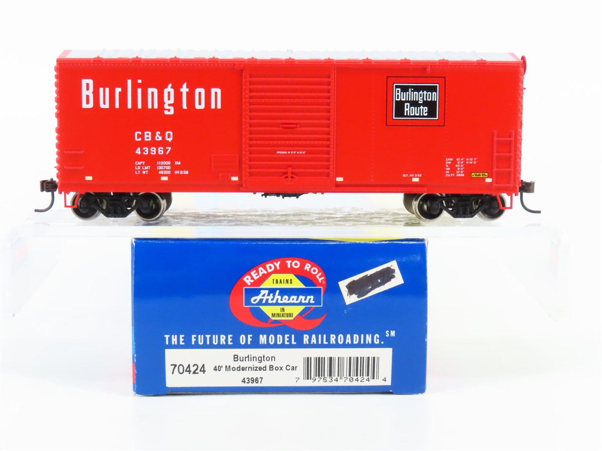 HO Scale Athearn 70424 CB&amp;Q Burlington Route 40&#39; Modernized Box Car #43967
