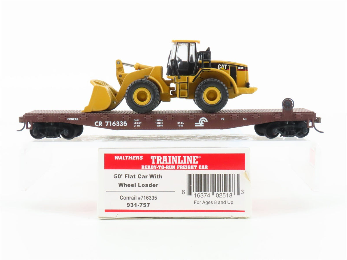 HO Walthers Trainline 931-757 CR Conrail 50&#39; Flat Car #716335 w/ Wheel Loader