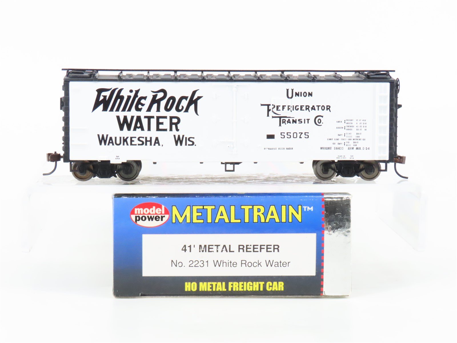 HO Scale Model Power Metal Train 2231 URTC White Rock Water 41' Reefer #55075