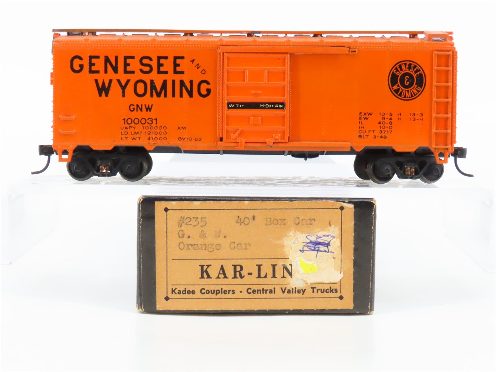 HO Scale Kar-Line 235 GNW Genesee & Wyoming 40' Single Door Box Car #100031