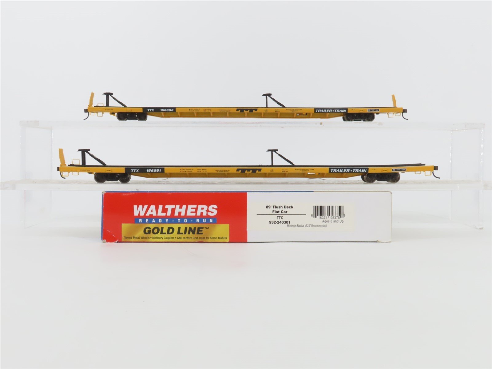 HO Scale Walthers 932-240301 TTX Trailer Train 89' Flush Deck Flat Car 2 Pack