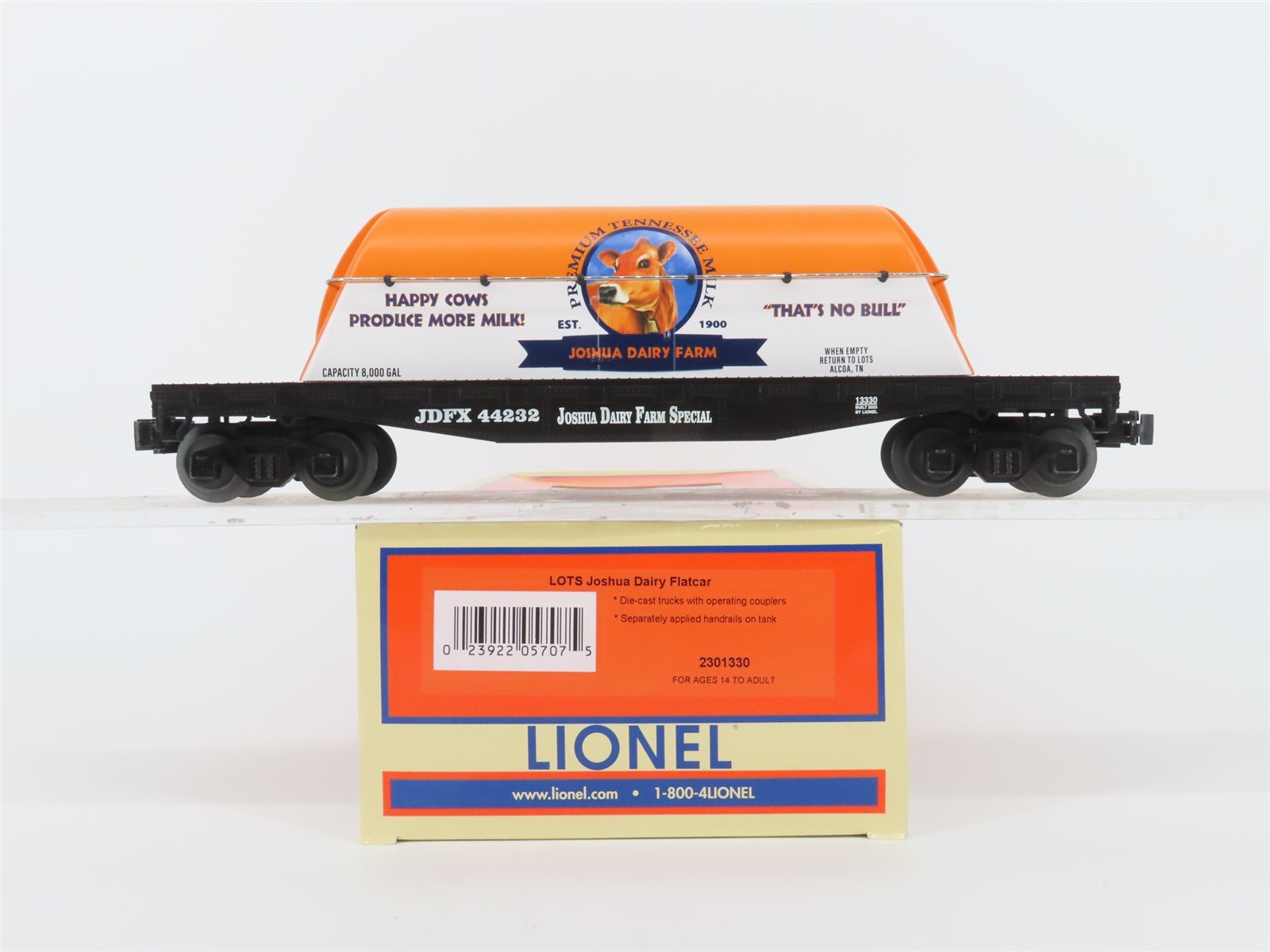 O Gauge 3-Rail Lionel 2301330 LOTS JDFX Joshua Dairy Farm Special Flat Car 44232