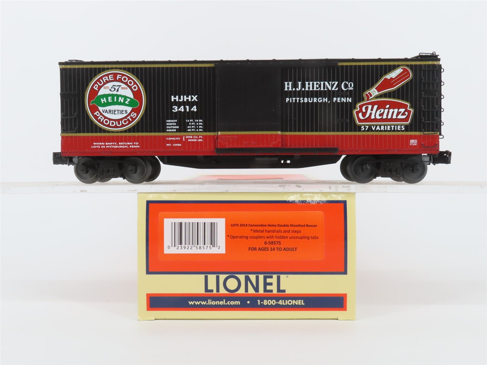O Gauge 3-Rail Lionel 6-58575 LOTS 2014 HJHX Heinz Single Door Box Car #3414