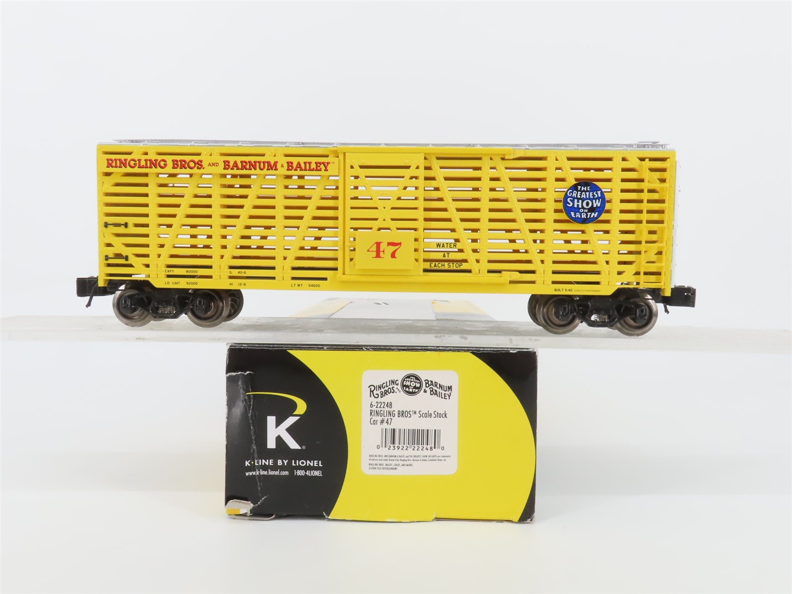 O Gauge 3-Rail K-Line 6-22248 Ringling Bros and Barnum & Bailey Stock Car #47
