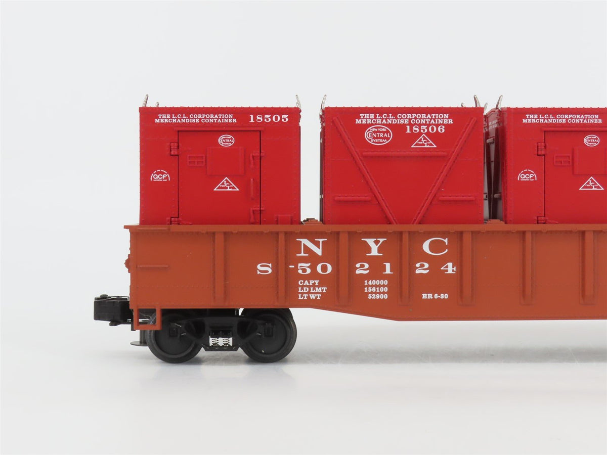 O Gauge 3-Rail MTH 20-98021 NYC New York Central Gondola #502124 w/ Containers