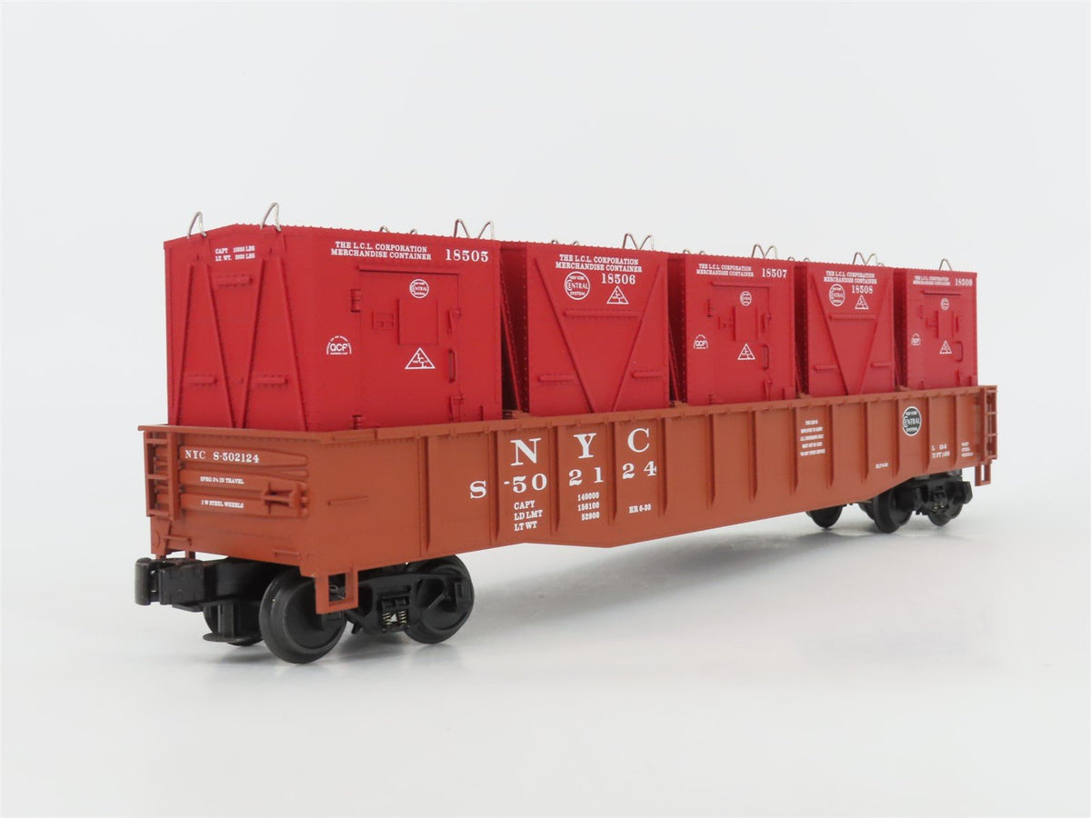 O Gauge 3-Rail MTH 20-98021 NYC New York Central Gondola #502124 w/ Containers
