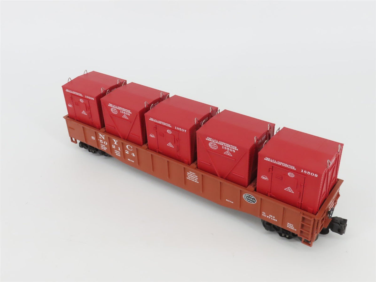 O Gauge 3-Rail MTH 20-98021 NYC New York Central Gondola #502124 w/ Containers