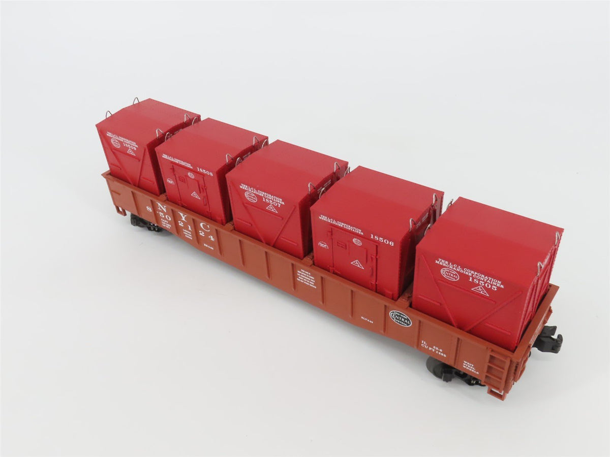 O Gauge 3-Rail MTH 20-98021 NYC New York Central Gondola #502124 w/ Containers