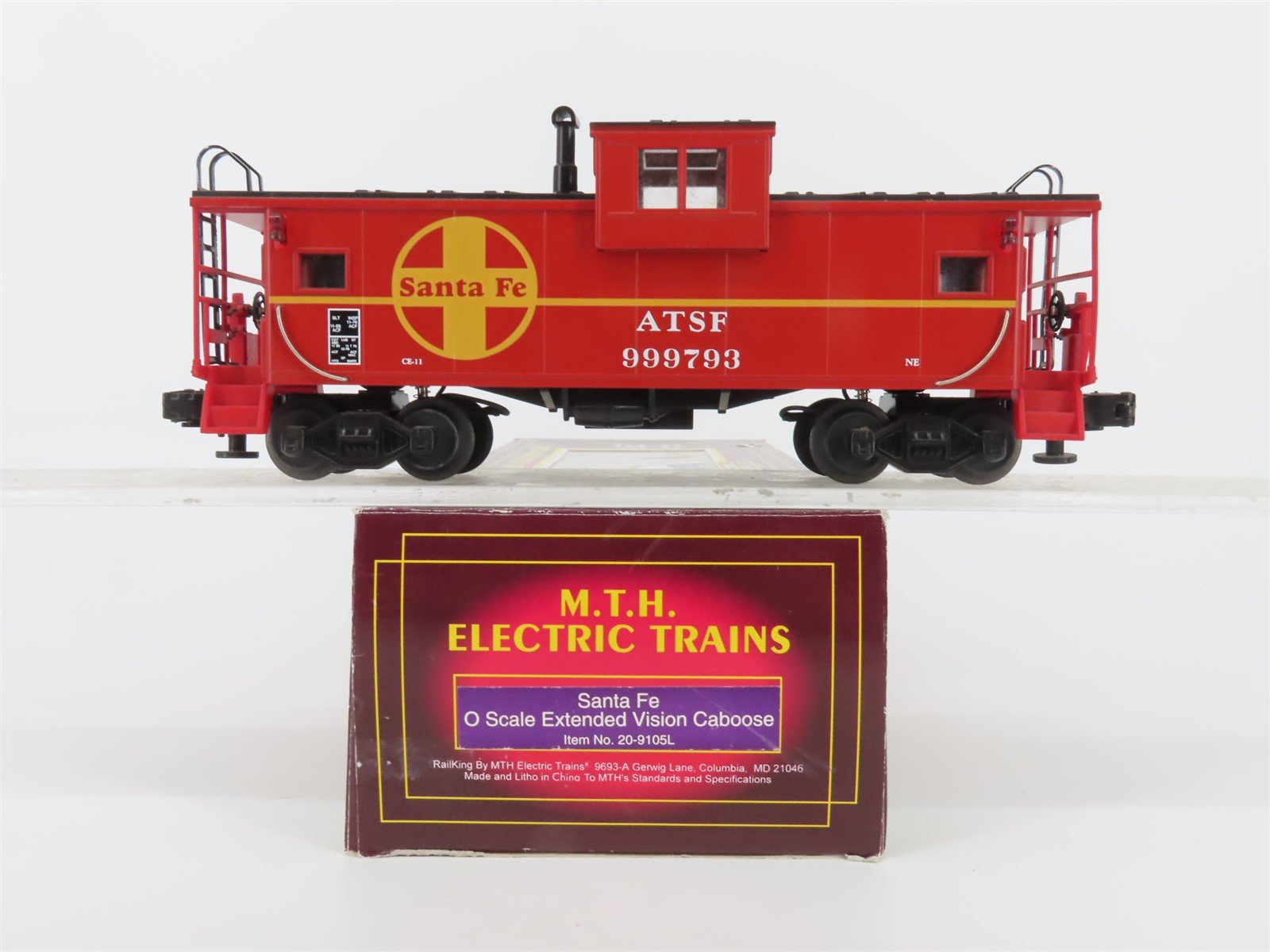 O Gauge 3-Rail MTH 20-9105L ATSF Santa Fe Extended Vision Caboose #999793