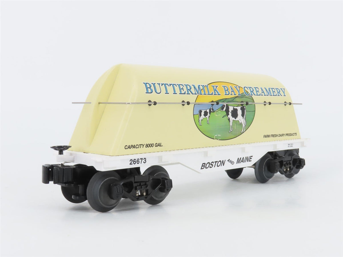 O Gauge 3-Rail Lionel 6-26673 BM Buttermilk Bay Flat Car #26673 w/ Milk Tank