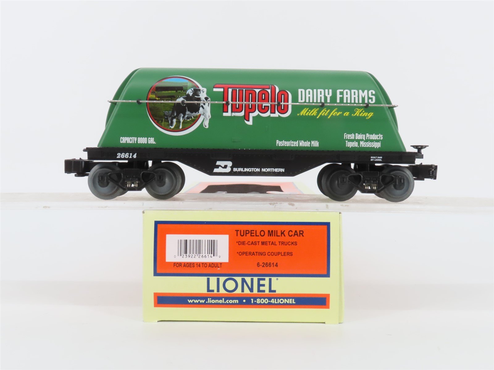 O Gauge 3-Rail Lionel 6-26614 BN Burlington Northern Tupelo Milk Car #26614