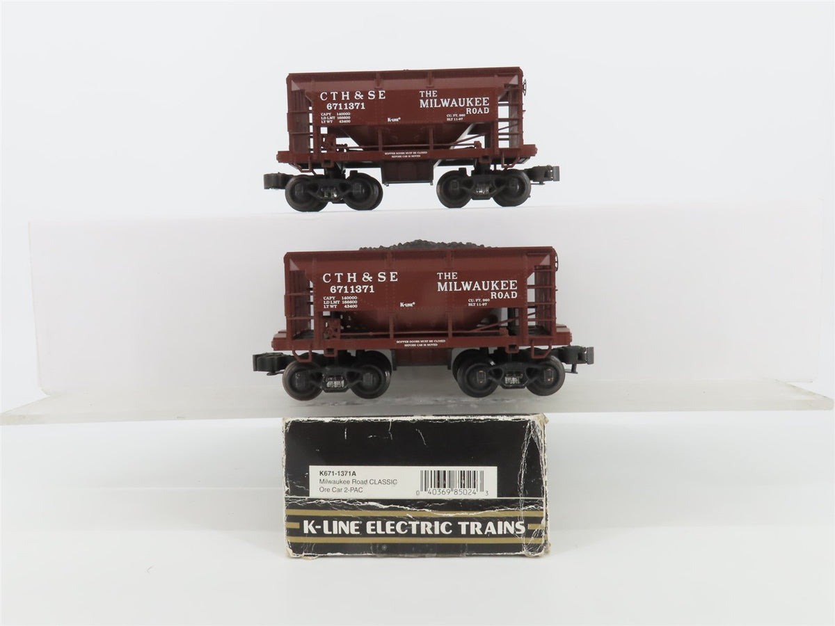 O Gauge 3-Rail K-Line K671-1371A CTH&amp;SE MILW Milwaukee Road Ore Car 2-Pack