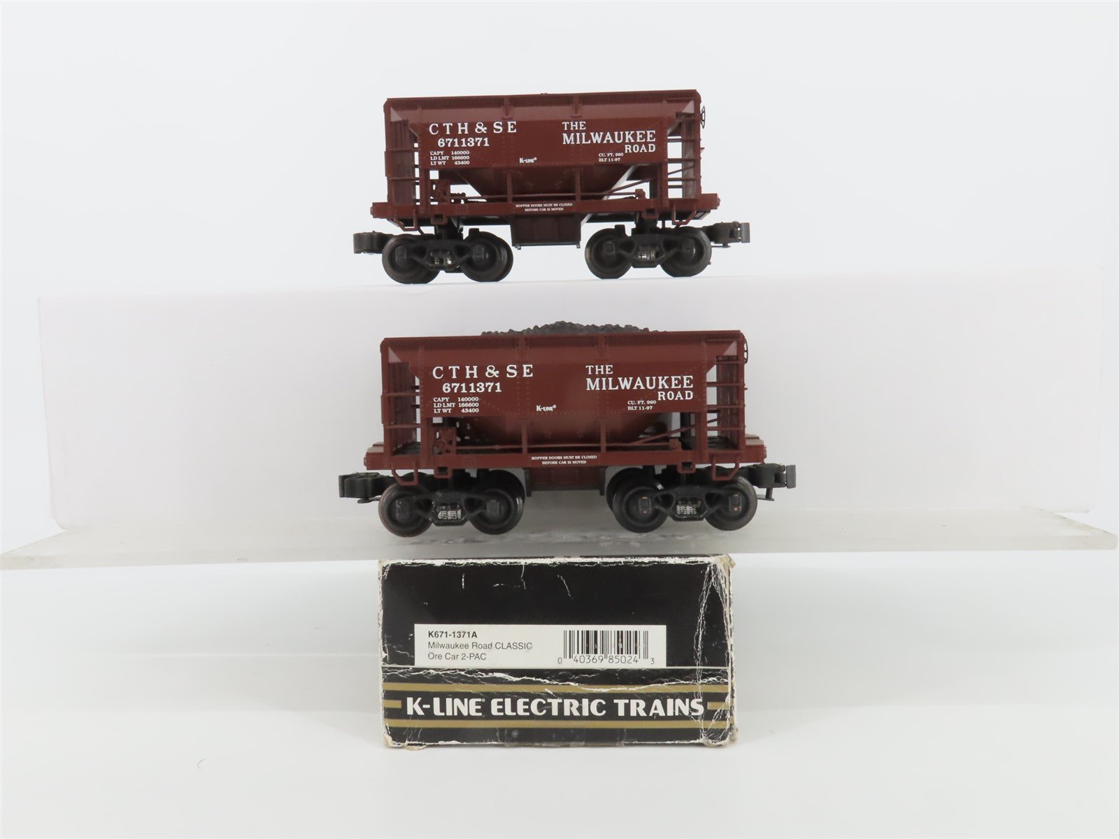 O Gauge 3-Rail K-Line K671-1371A CTH&SE MILW Milwaukee Road Ore Car 2-Pack