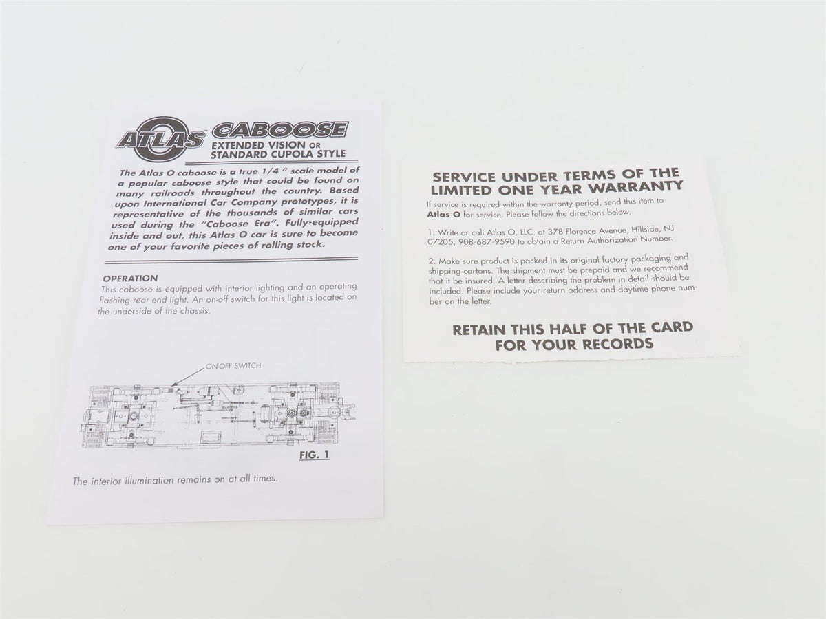 O Gauge 3-Rail Atlas 6627 C&amp;O Chessie System Extended Vision Caboose #903180