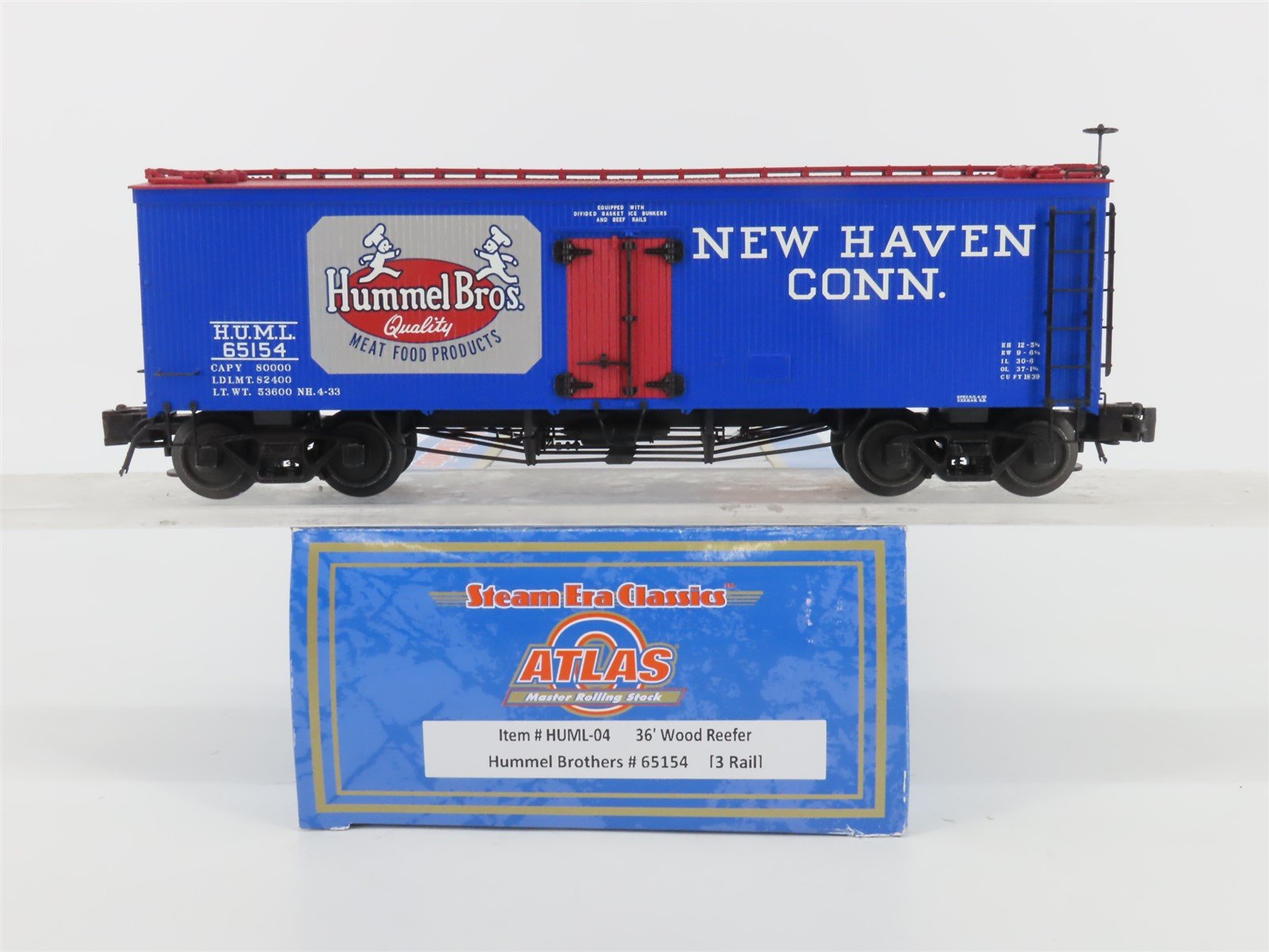 O Gauge 3-Rail Atlas HUML-04 HUML Hummel Brothers 36' Wood Reefer #65154