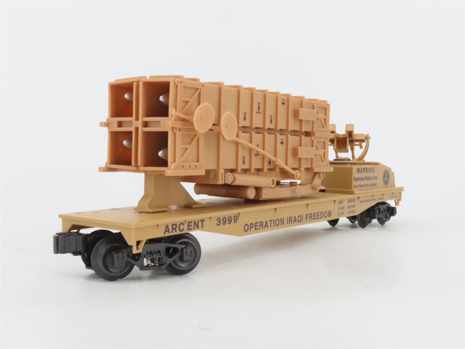 O Gauge 3-Rail K-Line K691-8029 ARCENT Operation Iraqi Freedom Flat Car #3999