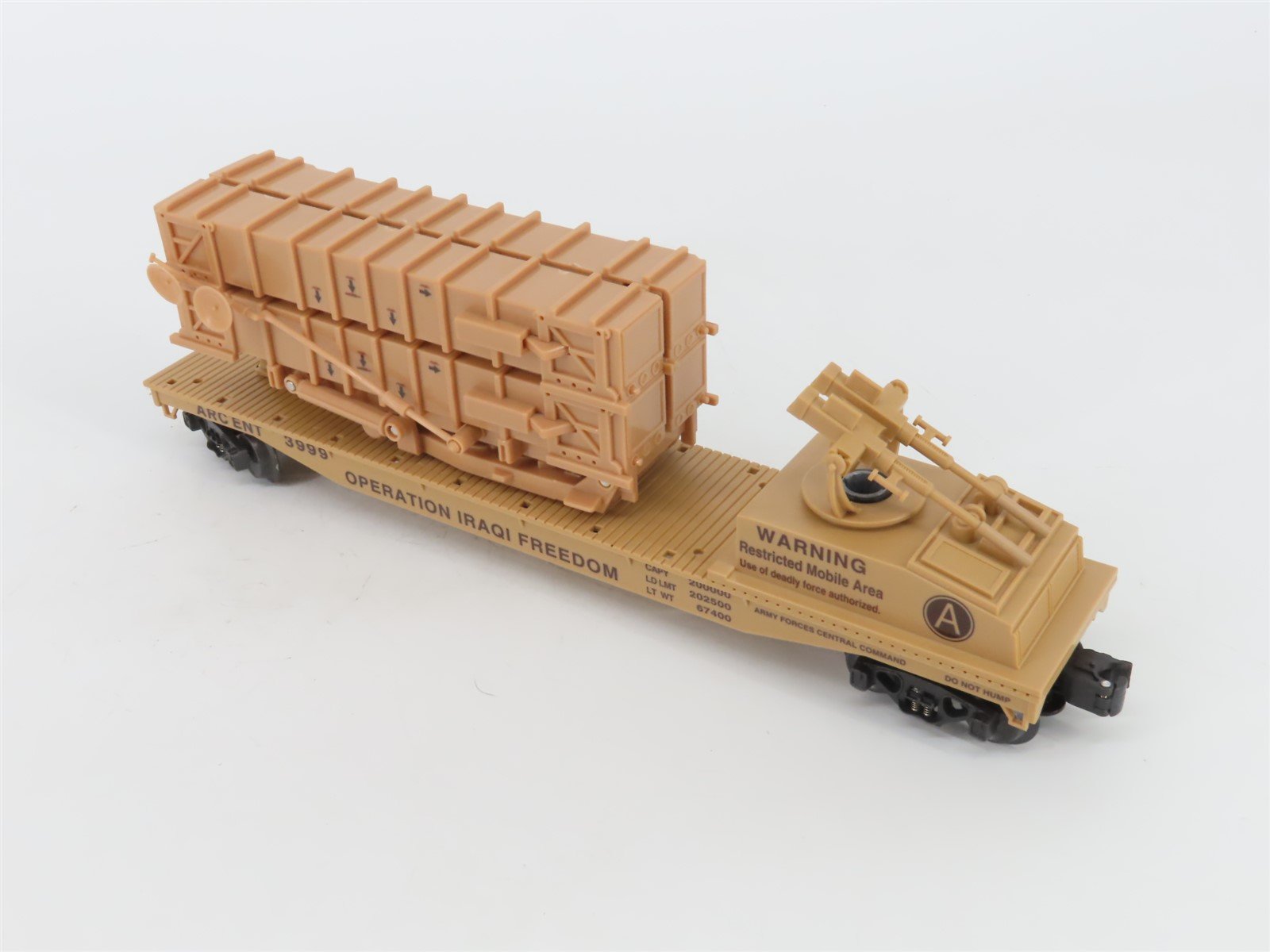 O Gauge 3-Rail K-Line K691-8029 ARCENT Operation Iraqi Freedom Flat Car #3999