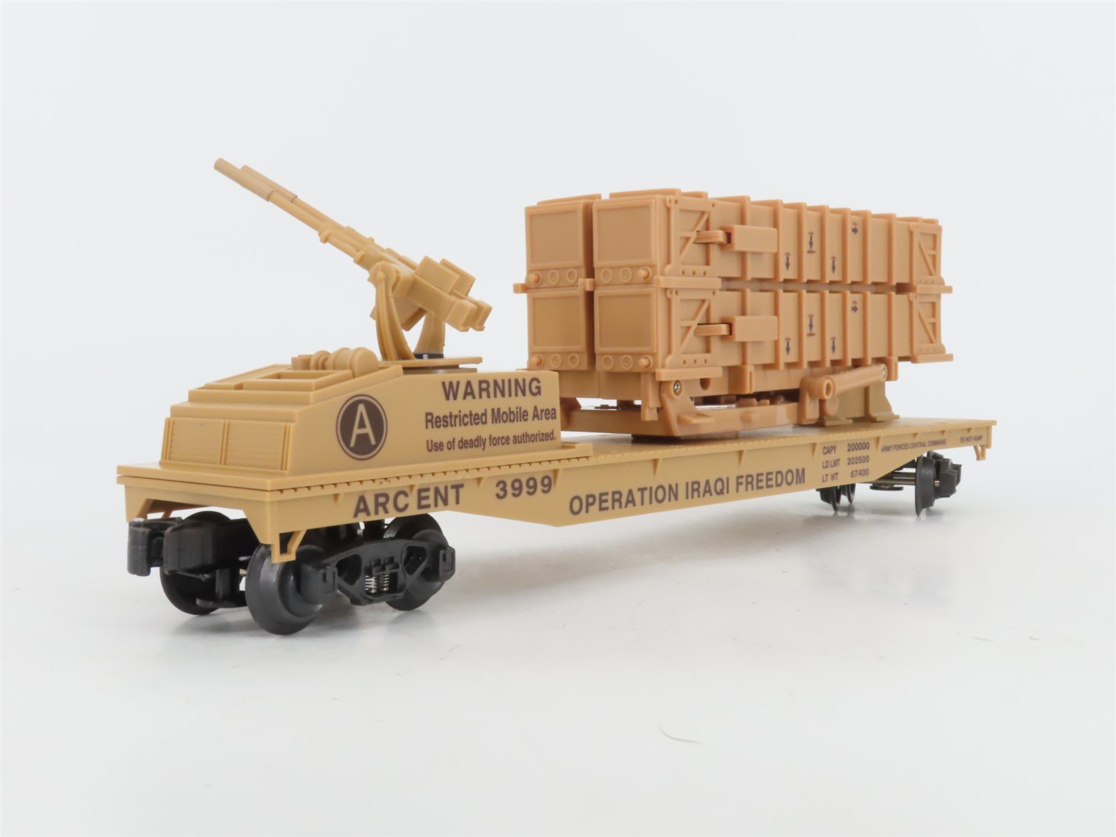 O Gauge 3-Rail K-Line K691-8029 ARCENT Operation Iraqi Freedom Flat Car #3999