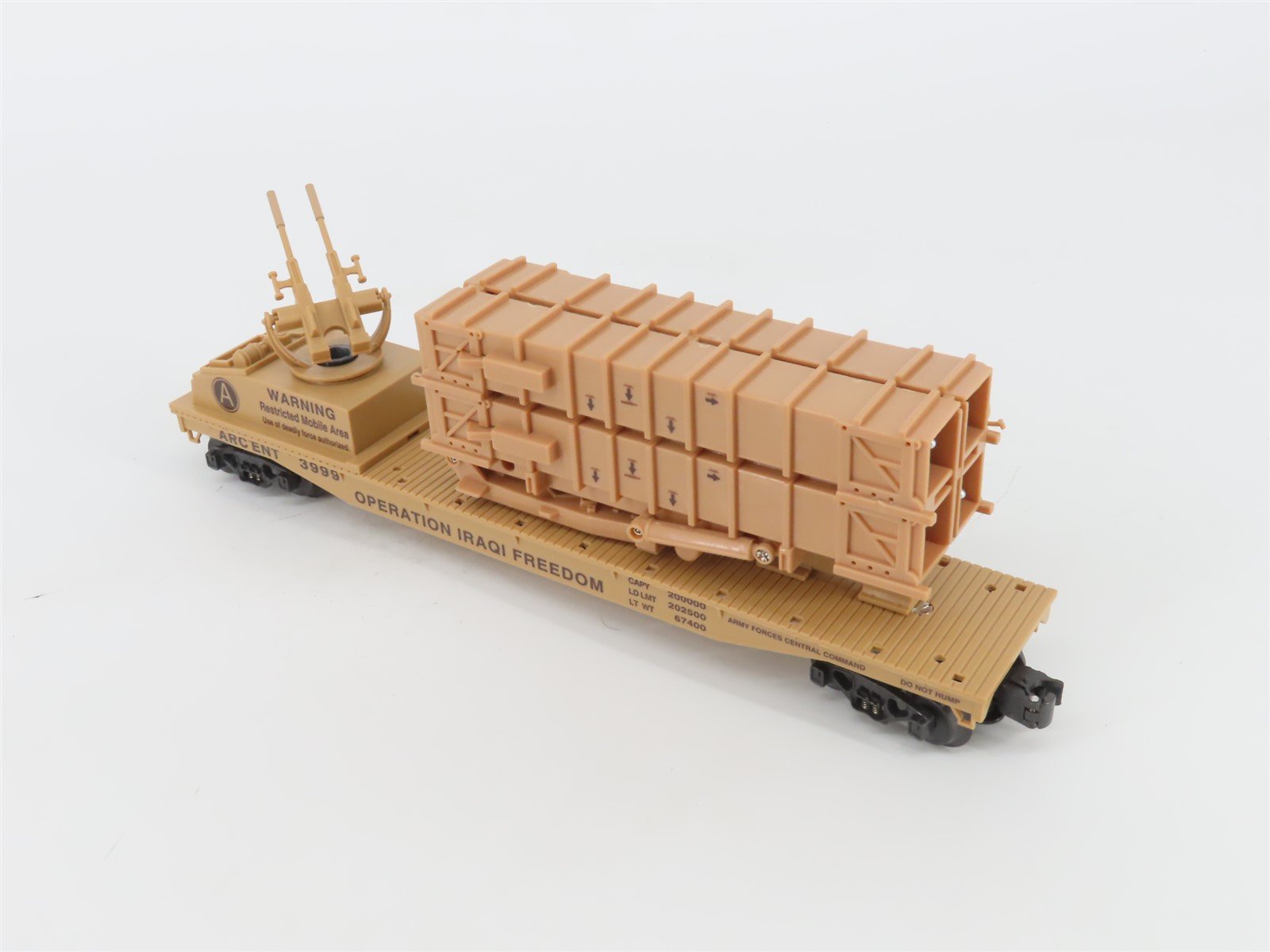 O Gauge 3-Rail K-Line K691-8029 ARCENT Operation Iraqi Freedom Flat Car #3999