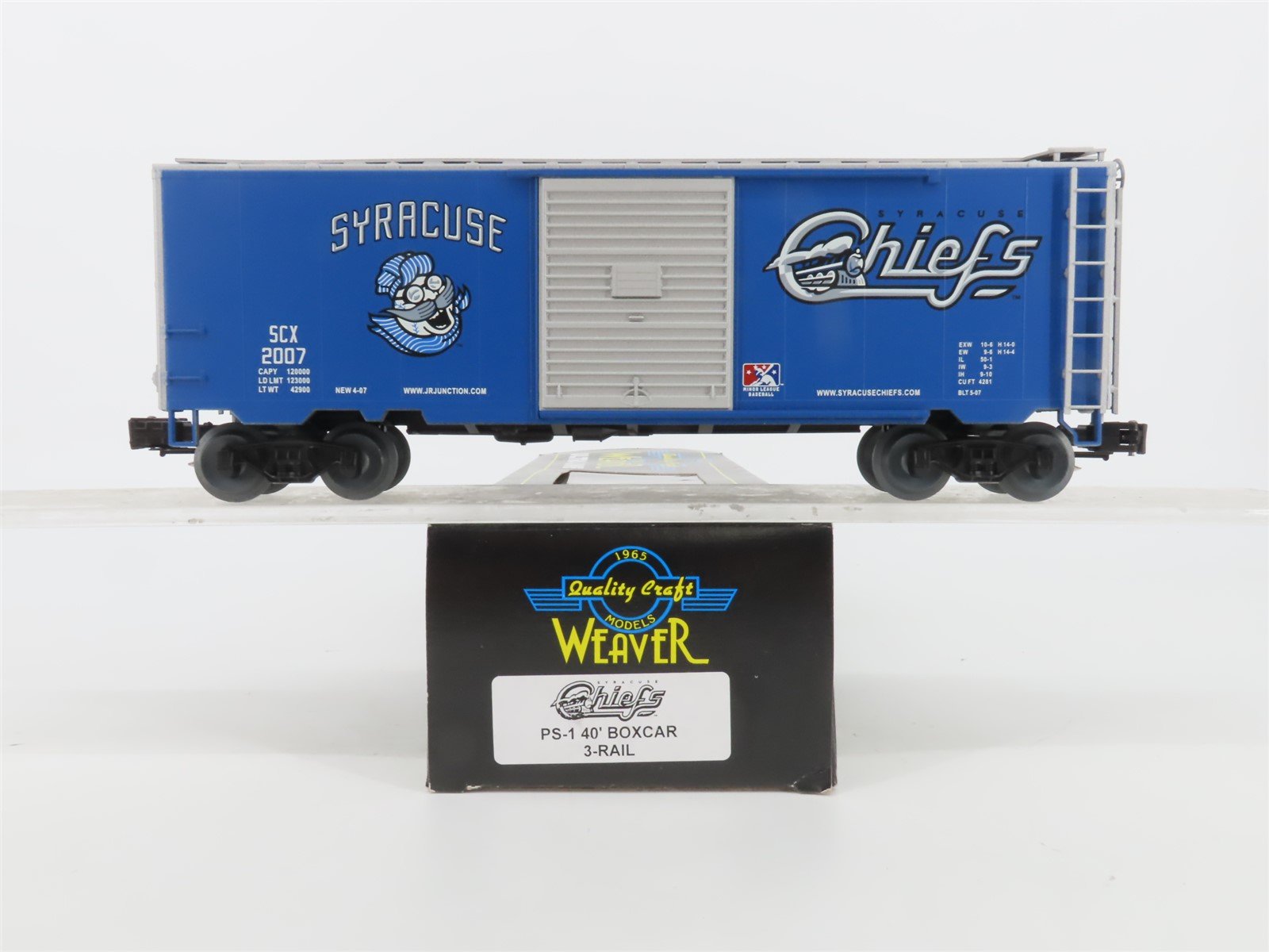 O Gauge 3-Rail Weaver Ultra Line SCX Syracuse Chiefs 40' Box Car #2007