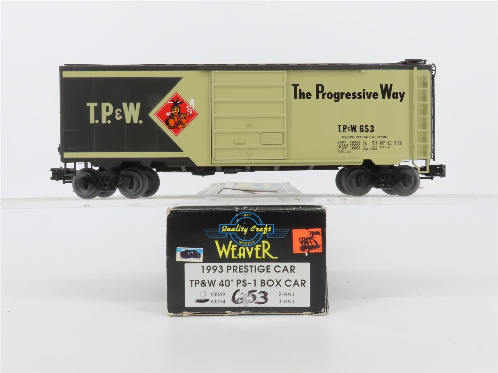 O Gauge 3-Rail Weaver Ultra Line 3094 TP&W The Progressive Way 40' Box Car #653