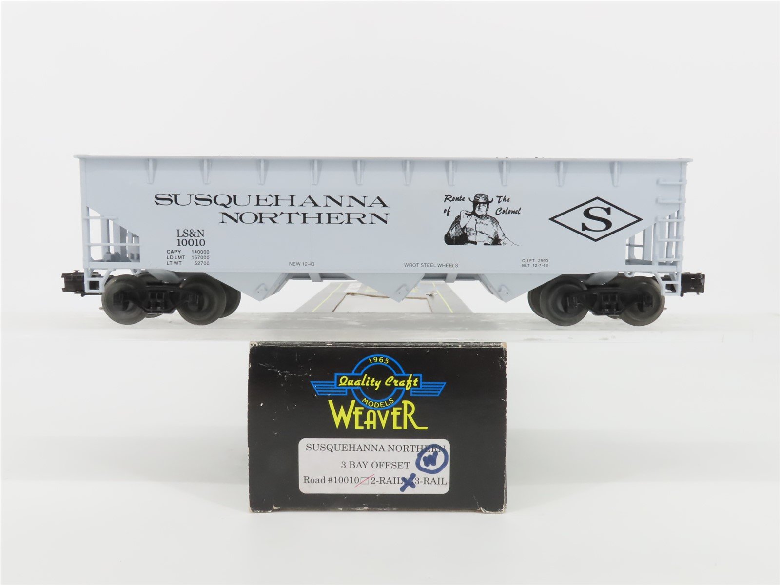 O Gauge 3-Rail Weaver Ultra Line LS&N Susquehanna Northern 3-Bay Hopper #10010