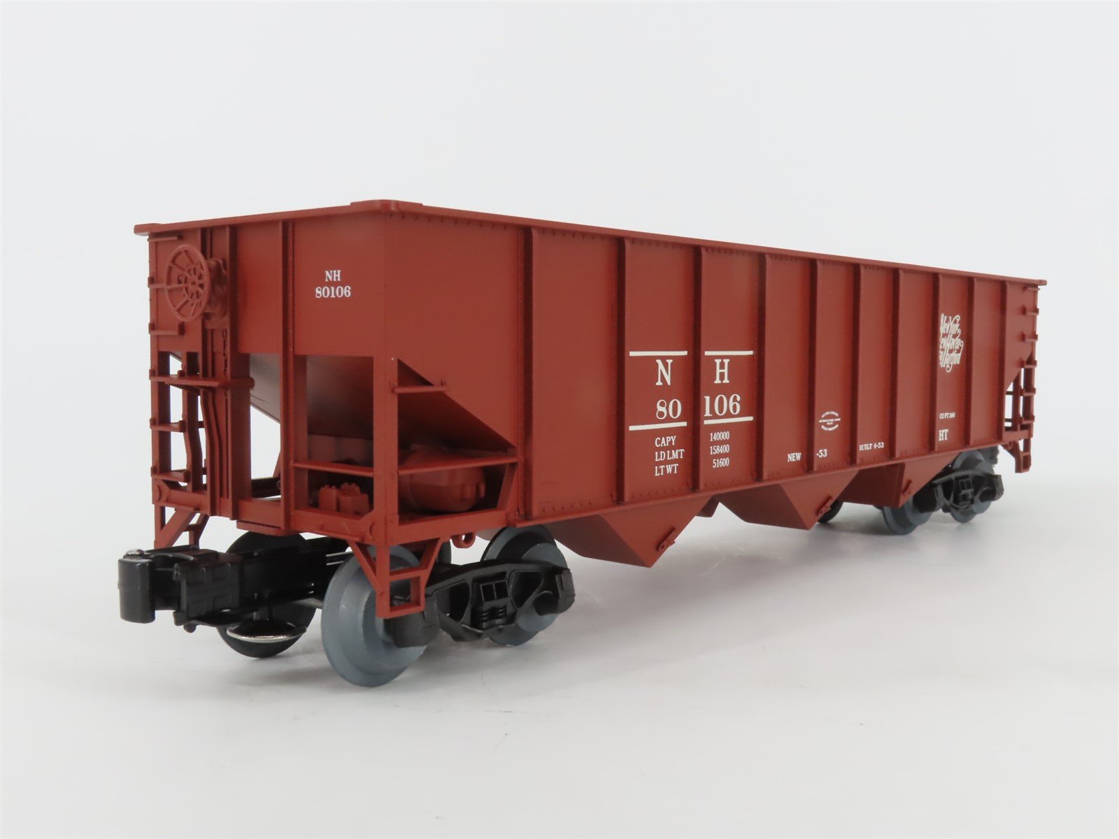 O Gauge 3-Rail Weaver Ultra Line U18014L NH New Haven 3-Bay Open Hopper #80106