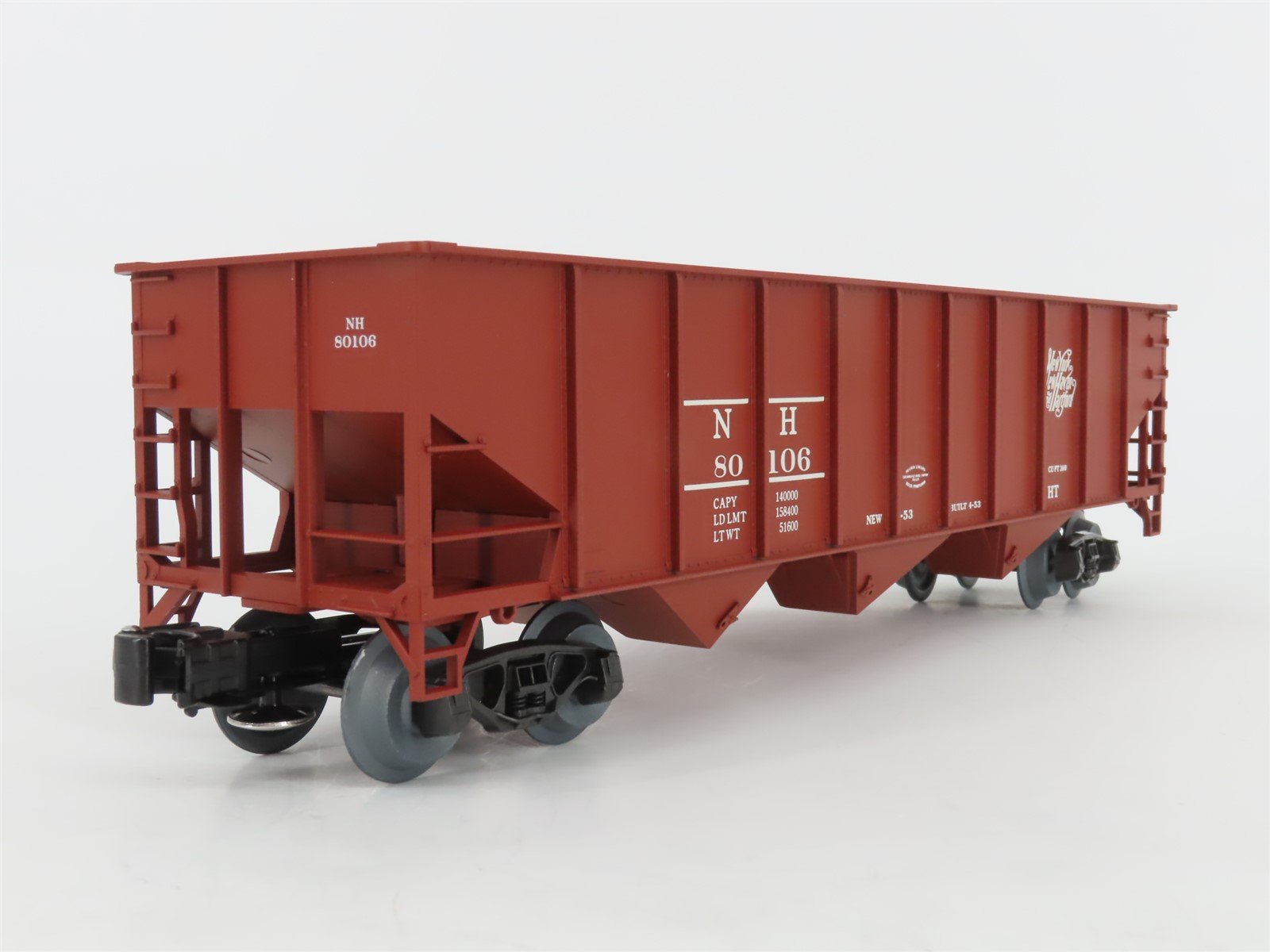 O Gauge 3-Rail Weaver Ultra Line U18014L NH New Haven 3-Bay Open Hopper #80106