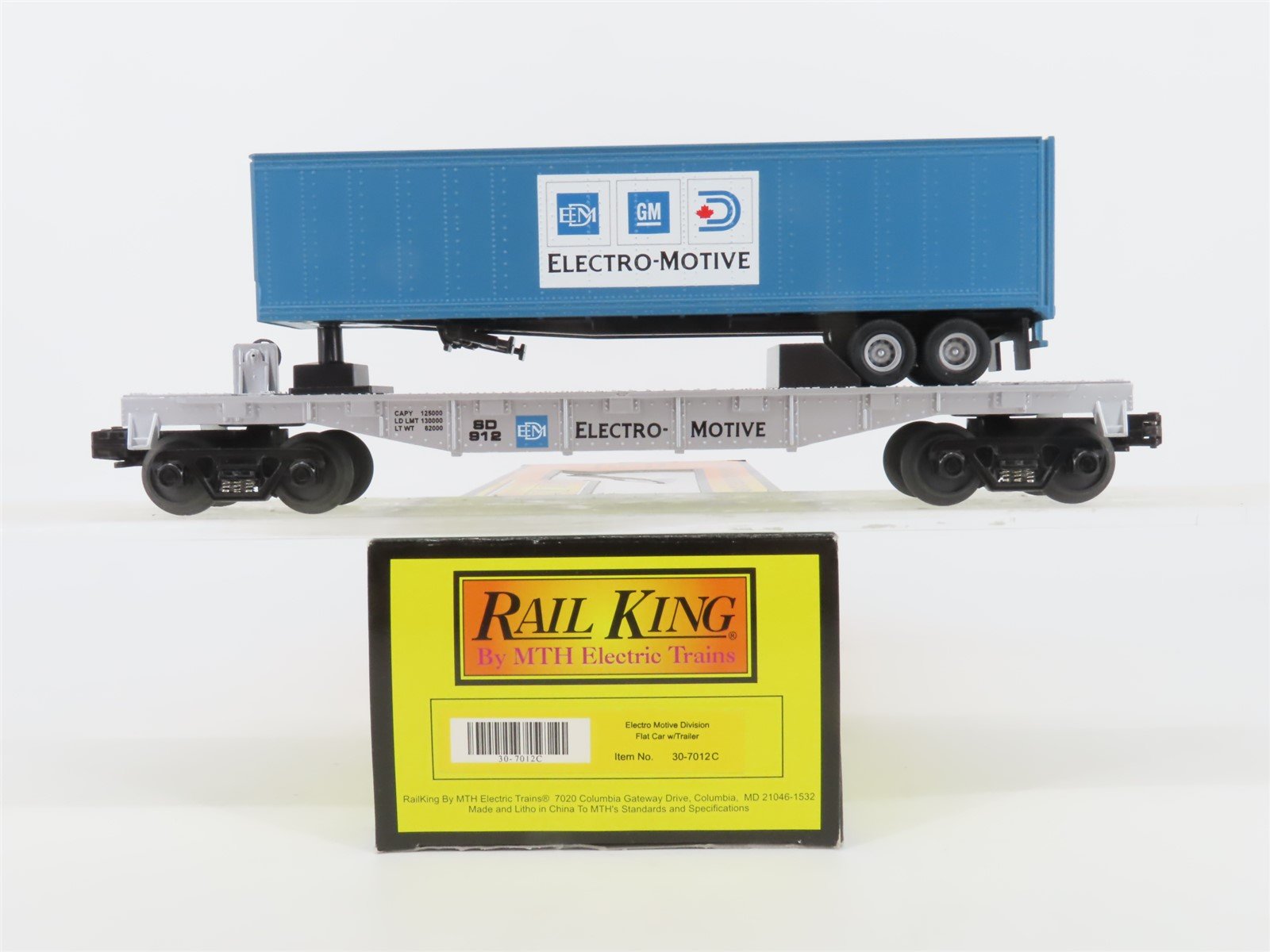 O Gauge 3-Rail MTH Rail King 30-7012C SD Electro-Motive Flat Car #912 w/ Trailer