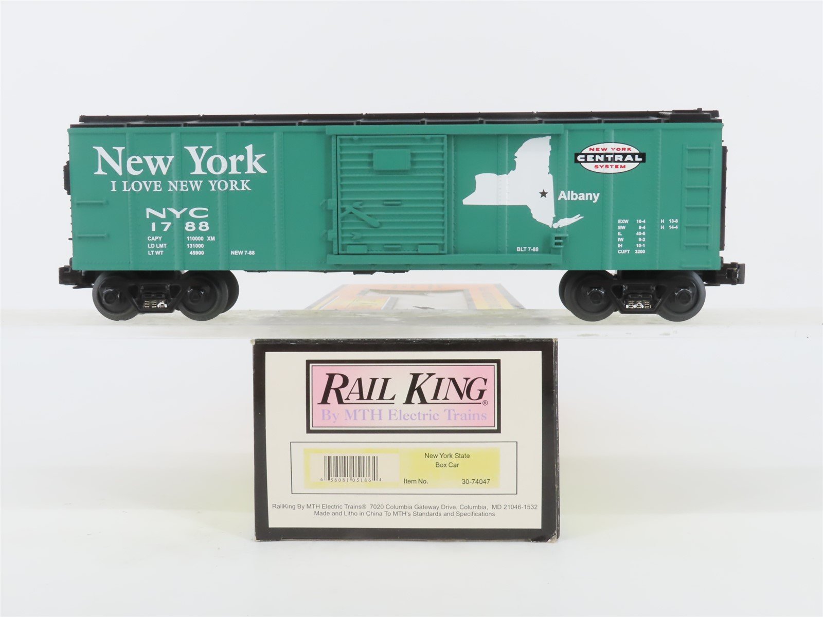 O Gauge 3-Rail MTH Rail King 30-74047 NYC New York State Box Car #1788
