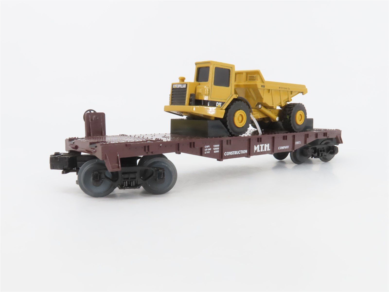 O Gauge 3-Rail MTH Rail King 30-7614 MTH Flat Car #19971 W/CAT Dump Truck