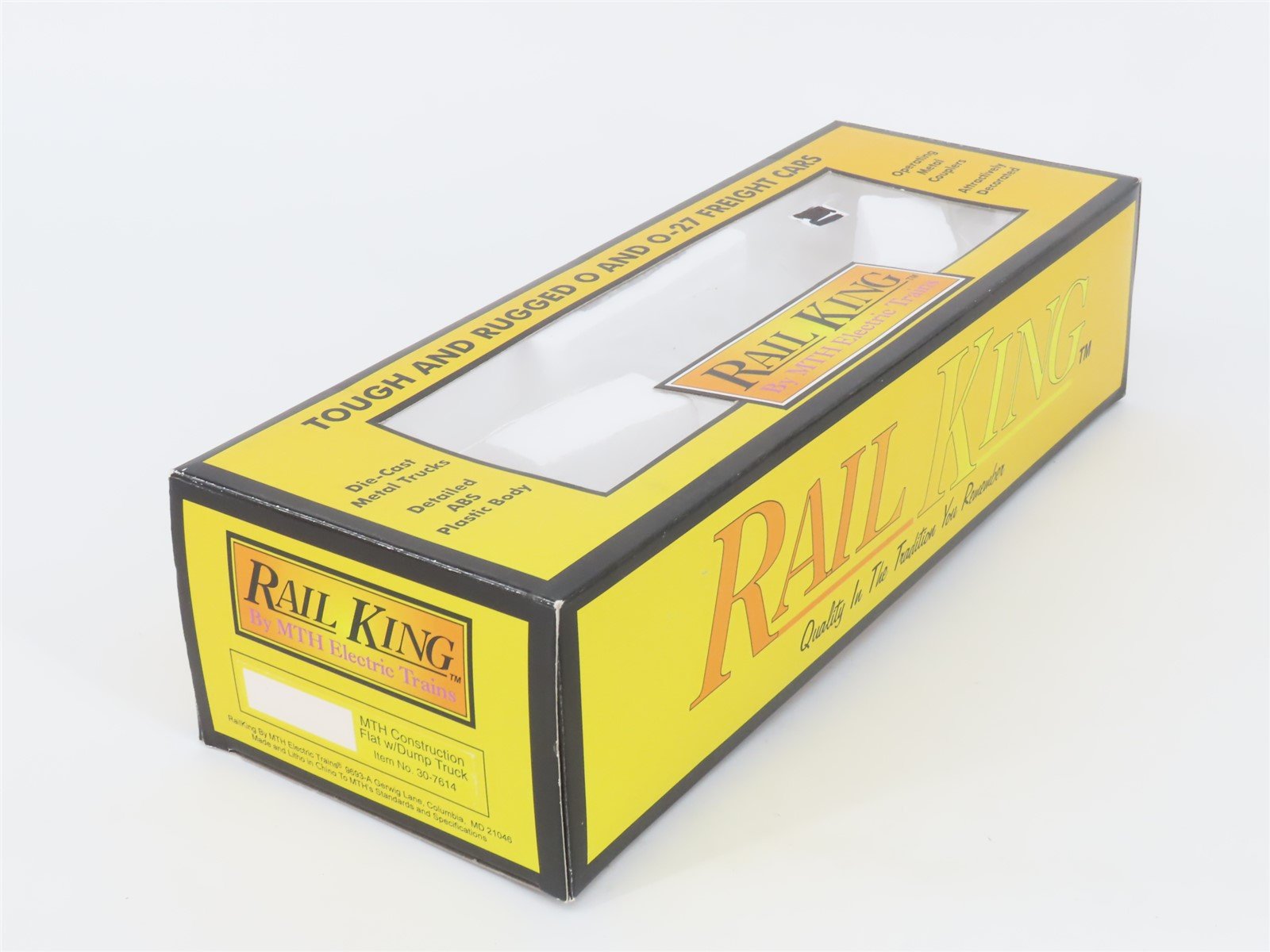 O Gauge 3-Rail MTH Rail King 30-7614 MTH Flat Car #19971 W/CAT Dump Truck