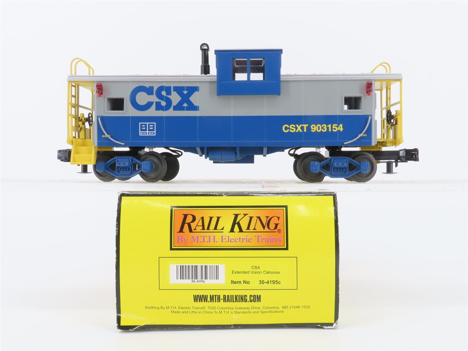 O Gauge 3-Rail MTH Rail King 30-4195c CSX CSXT Extended Vision Caboose #903154